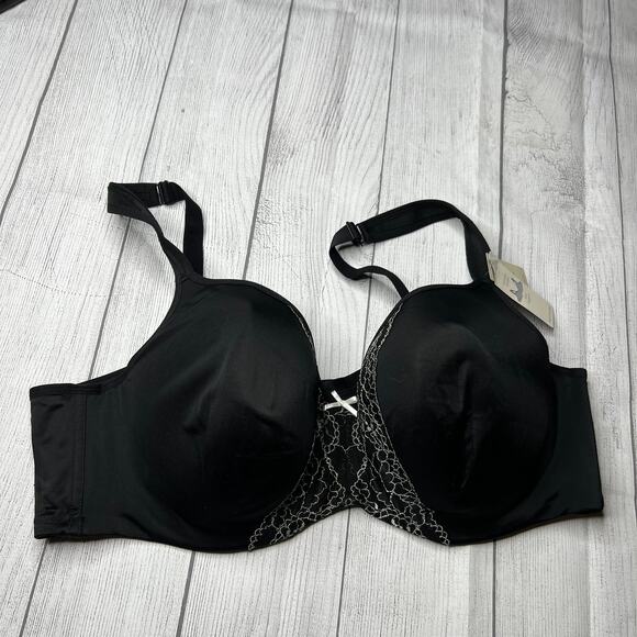 Cacique Balconette Everyday Solution Sexy Support Black Lace Bra Size 46D NWT - Picture 2 of 9